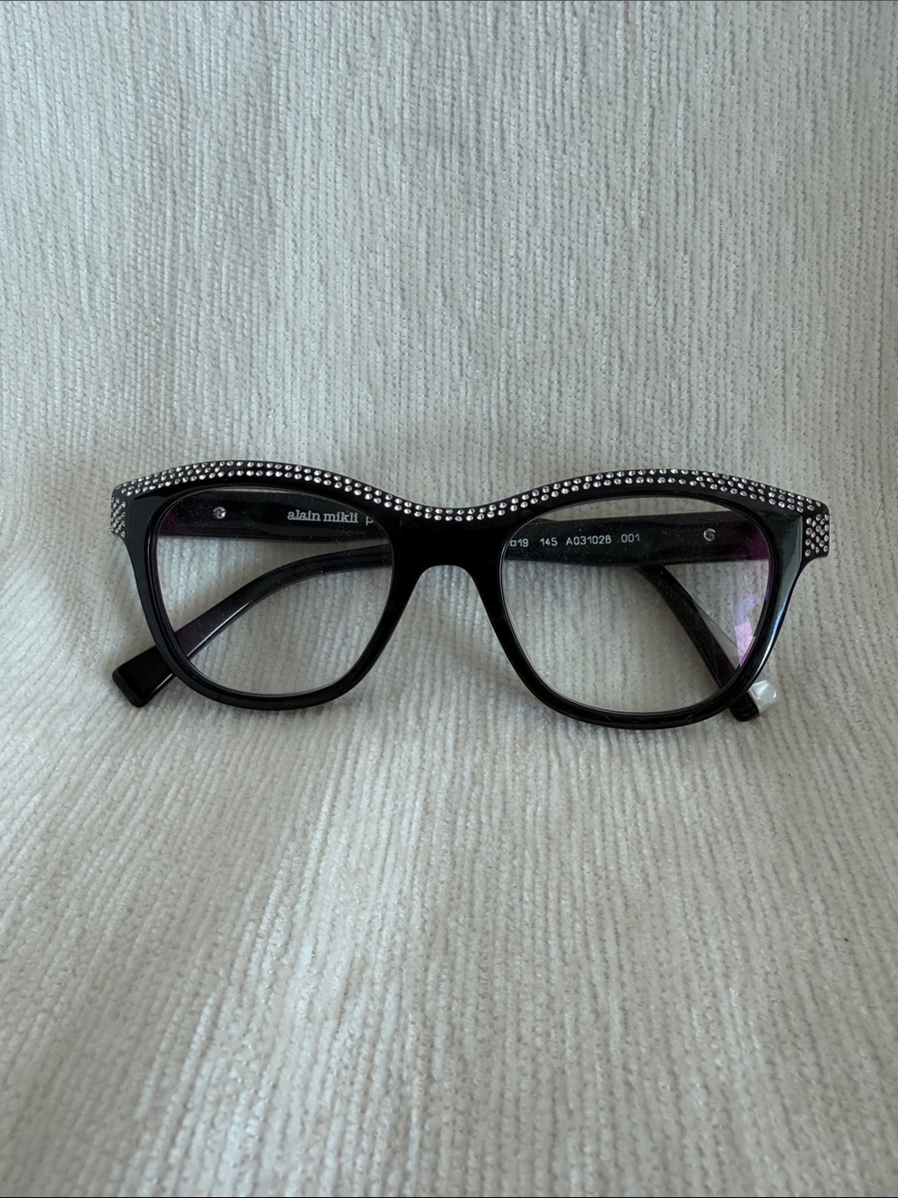 alain mikli Black Crystal-Trim Cat-Eye Glasses